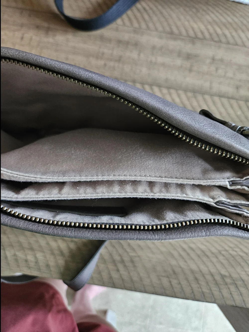 Foley + Corinna Taupe Grey Pebble Leather Convertible Crossbody Bag Clutch